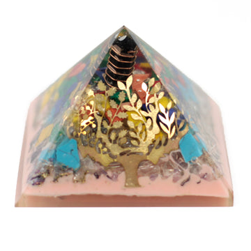 Lrg Orgonite Pyramid 70mm - Tree(earth base) - Hira Online